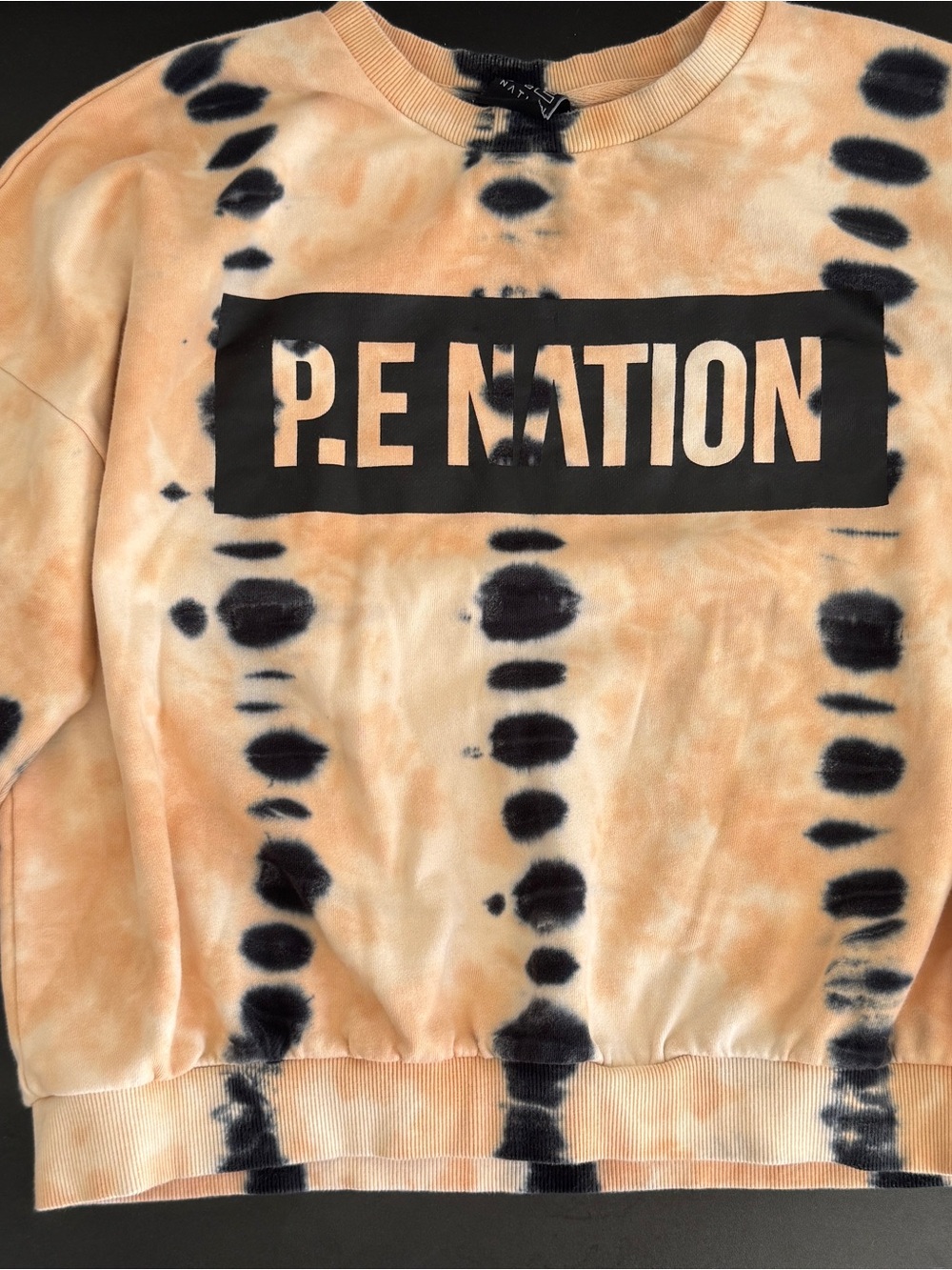 P.E Nation Peach Tie-Dye Sweatshirt with Black Logo Small
